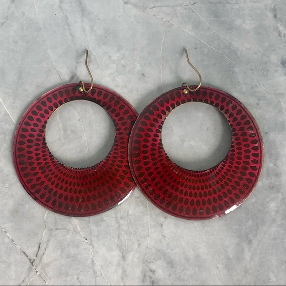 Jewelry - Red metal hoops